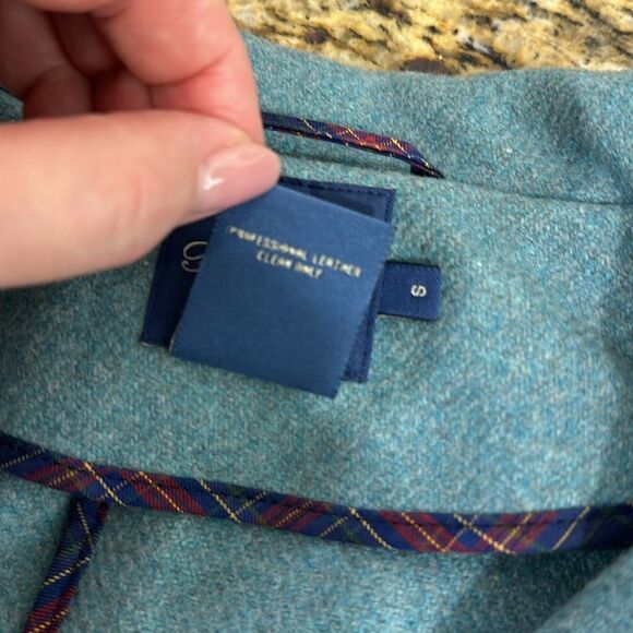 Faconnable Turquoise Wool Blend Single Breasted Button Front Coat Size S - Picture 7 of 10